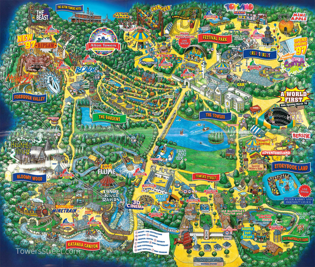 Alton Towers Theme Park Map