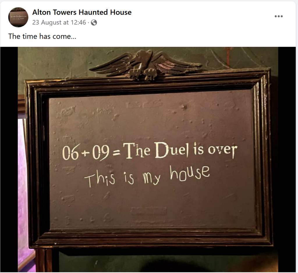 A sign stating '6+9 = The Duel is over. This is my house‘